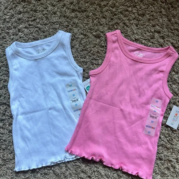 NWT *Set of 2* Girls Garanimals Tank Tops; Pink/White; Size 3T - Picture 1 of 8
